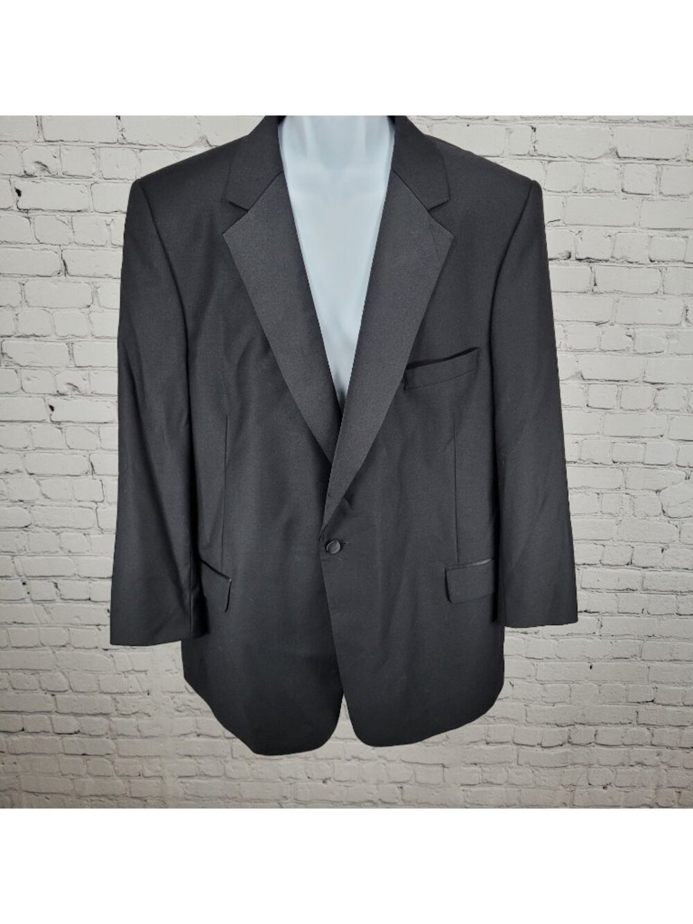 Jos A Bank Black 100% Wool Satin Lapel Notch Tuxedo Suit Jacket Blazer Size 50